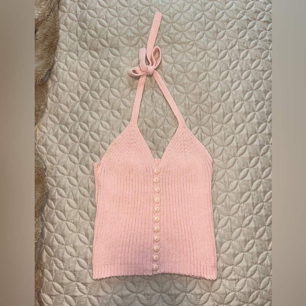 Baby pink Knit Halter Top